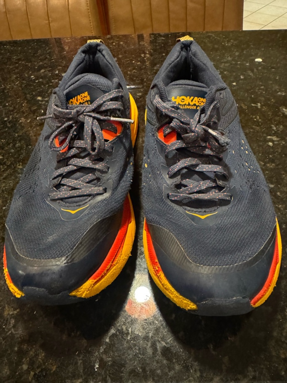 Hoka One One Navy Blue Orange Yellow Men's Athletic Shoes